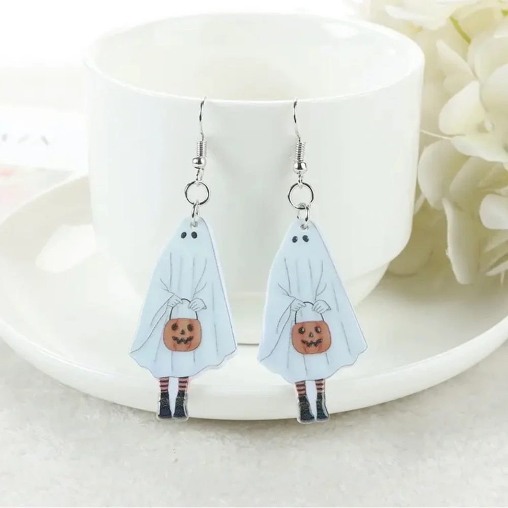 Brand New SET OF TWO Retro Ghost Earrings - Halloween Jewelry, Handmade